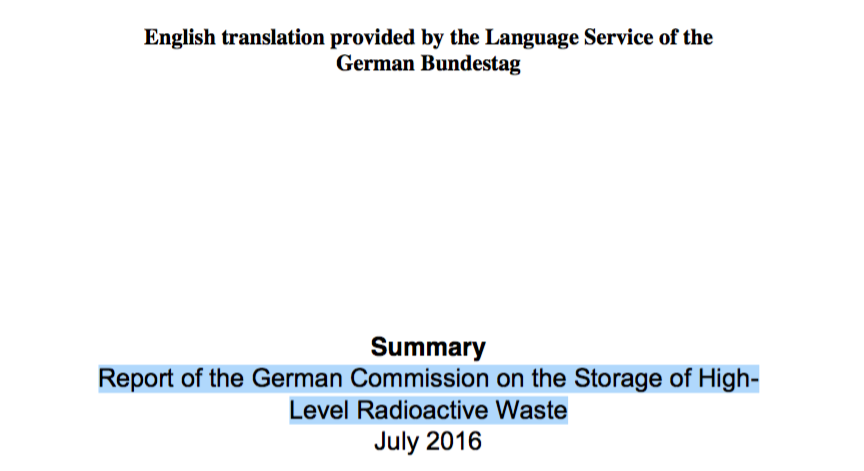 English Summary Of The Report Of The German Commission On The