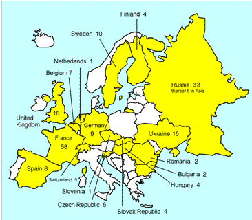 Nuclear power plants in operation in Europe