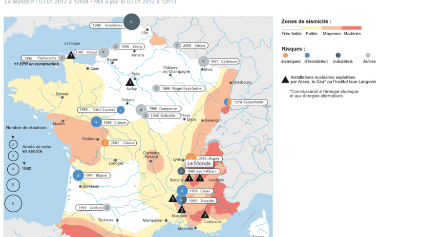 Maps on nuclear power in France